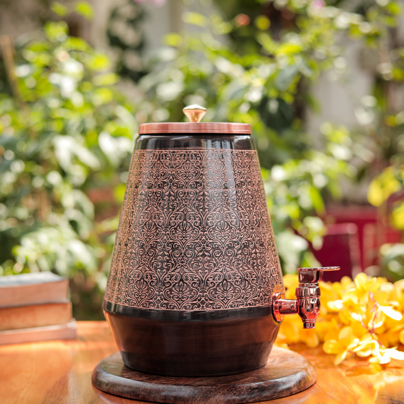 Antique Copper Water Dispenser - 5 Liter | Ayurvedic Wellness