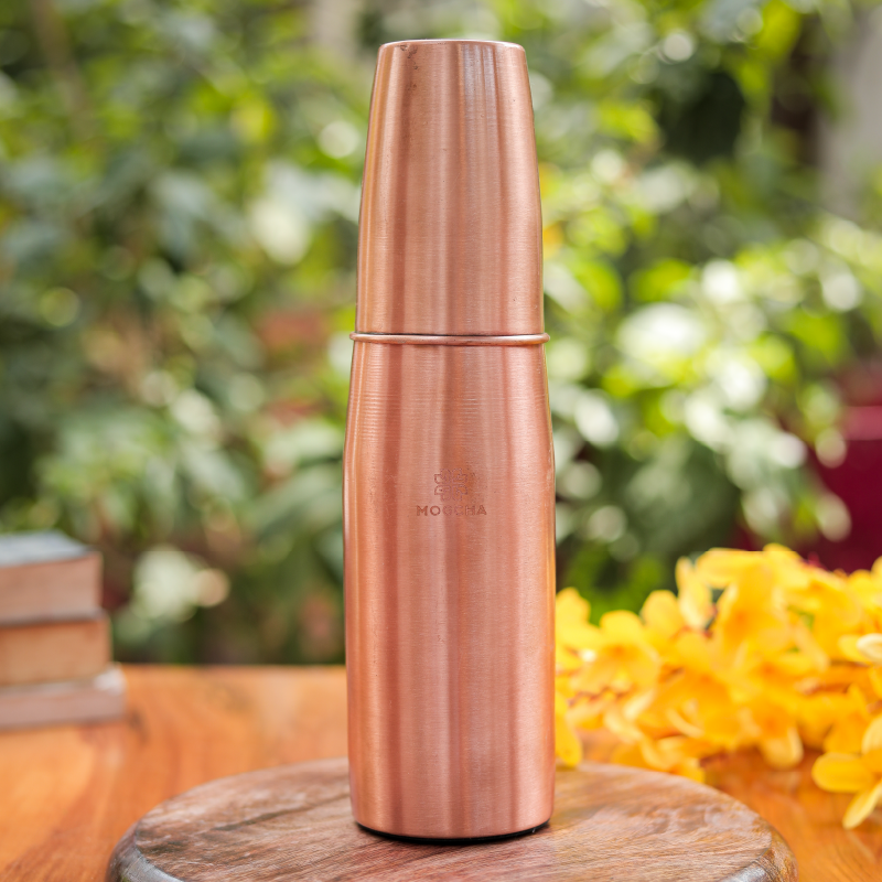 Plain Copper Bottle With Glass