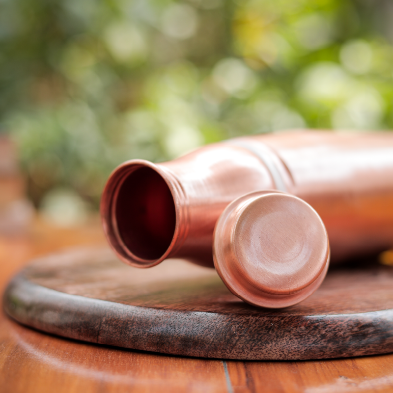 Plain Copper Bottle With Glass