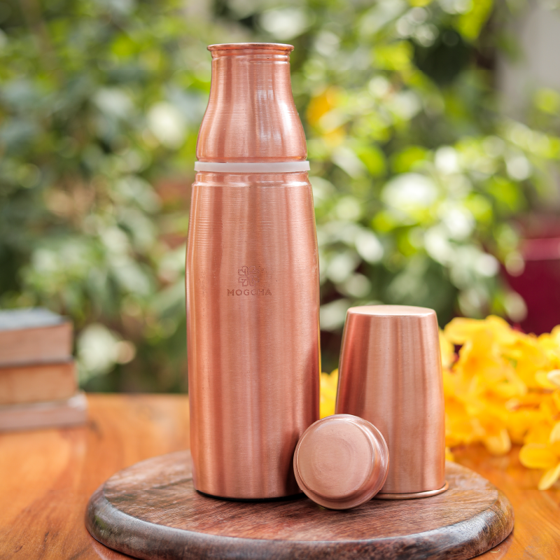 Plain Copper Bottle With Glass