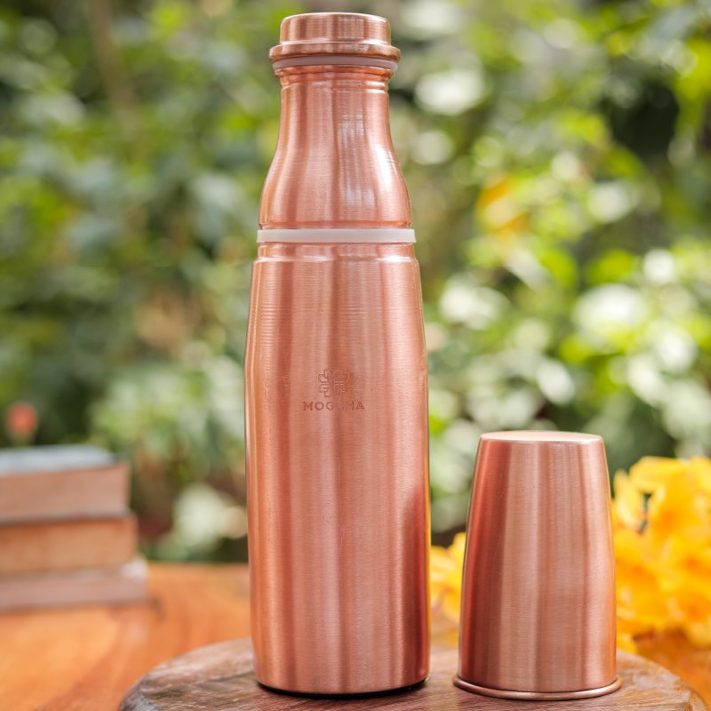 Plain Copper Bottle With Glass