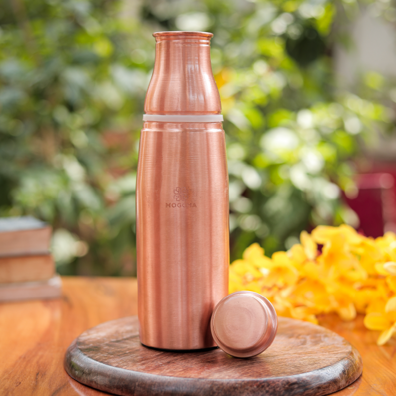 Plain Copper Bottle With Glass