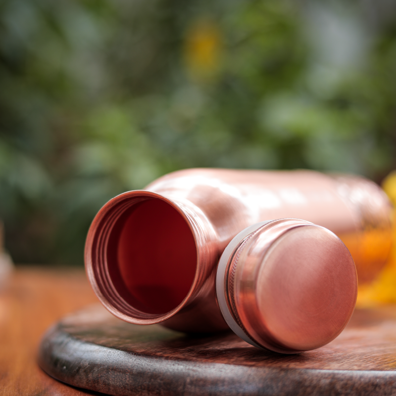 Half Hammered Copper Bottle Set