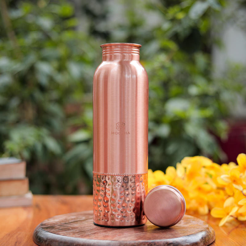 Half Hammered Copper Bottle Set