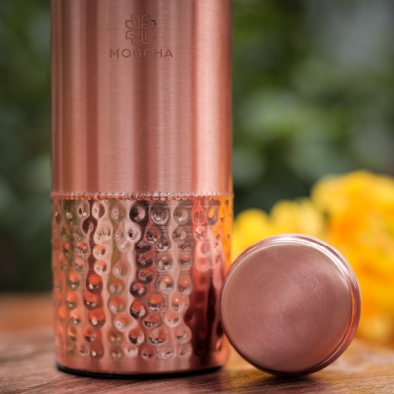Half Hammered Copper Bottle Set