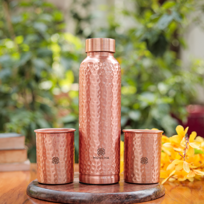 Oreo Hammered Copper Bottle Set