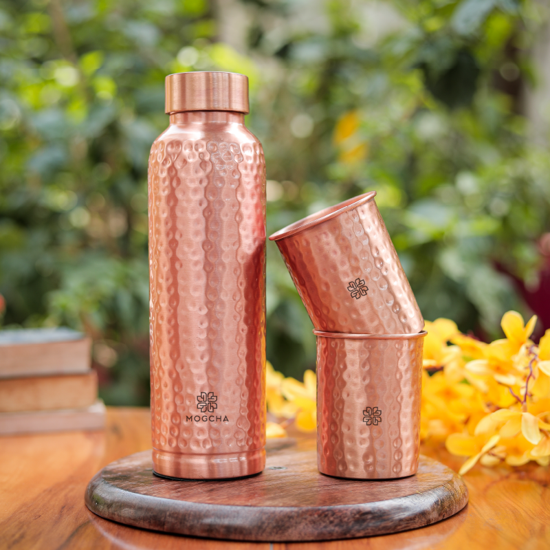 Oreo Hammered Copper Bottle Set