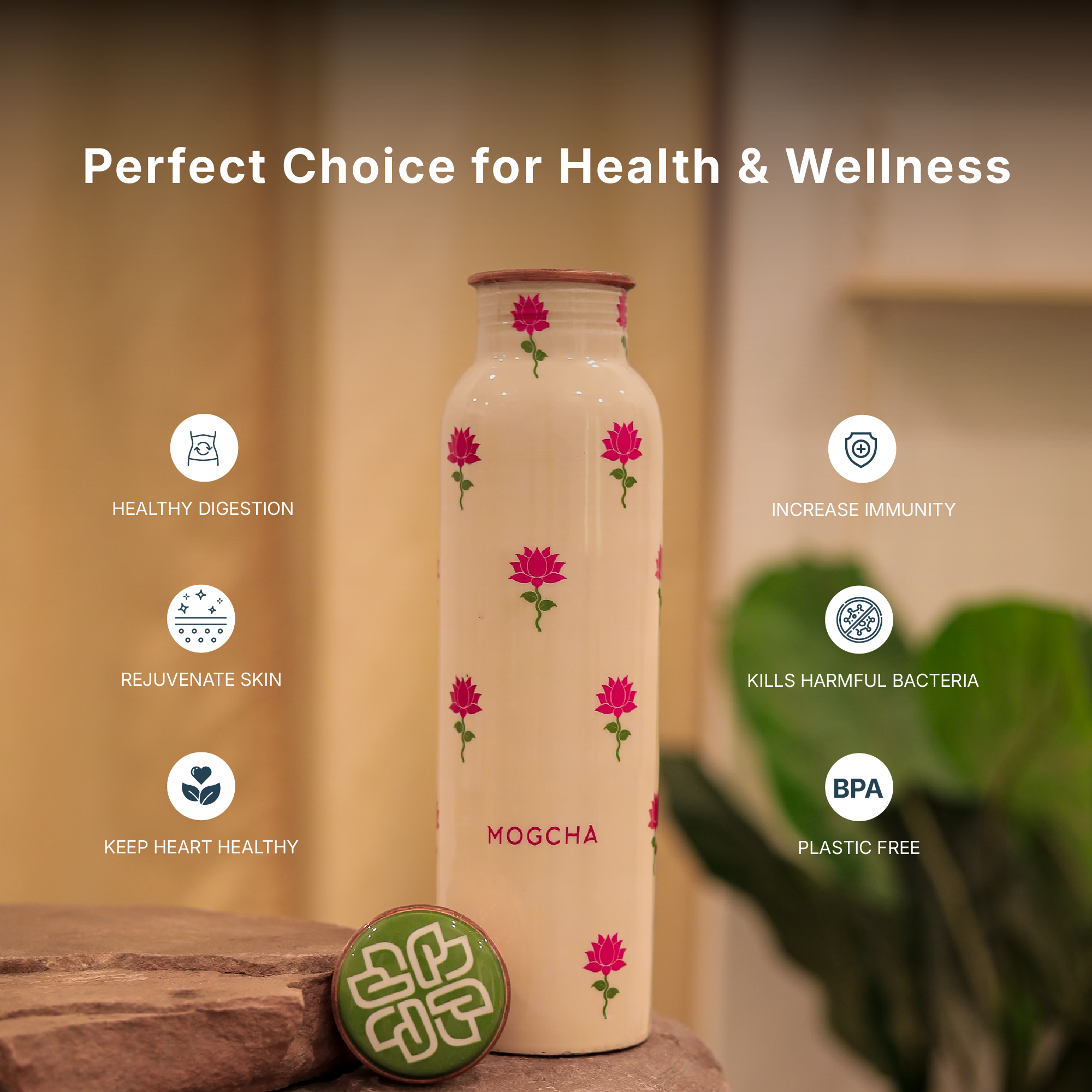 Ivory Lotus Copper Bottle