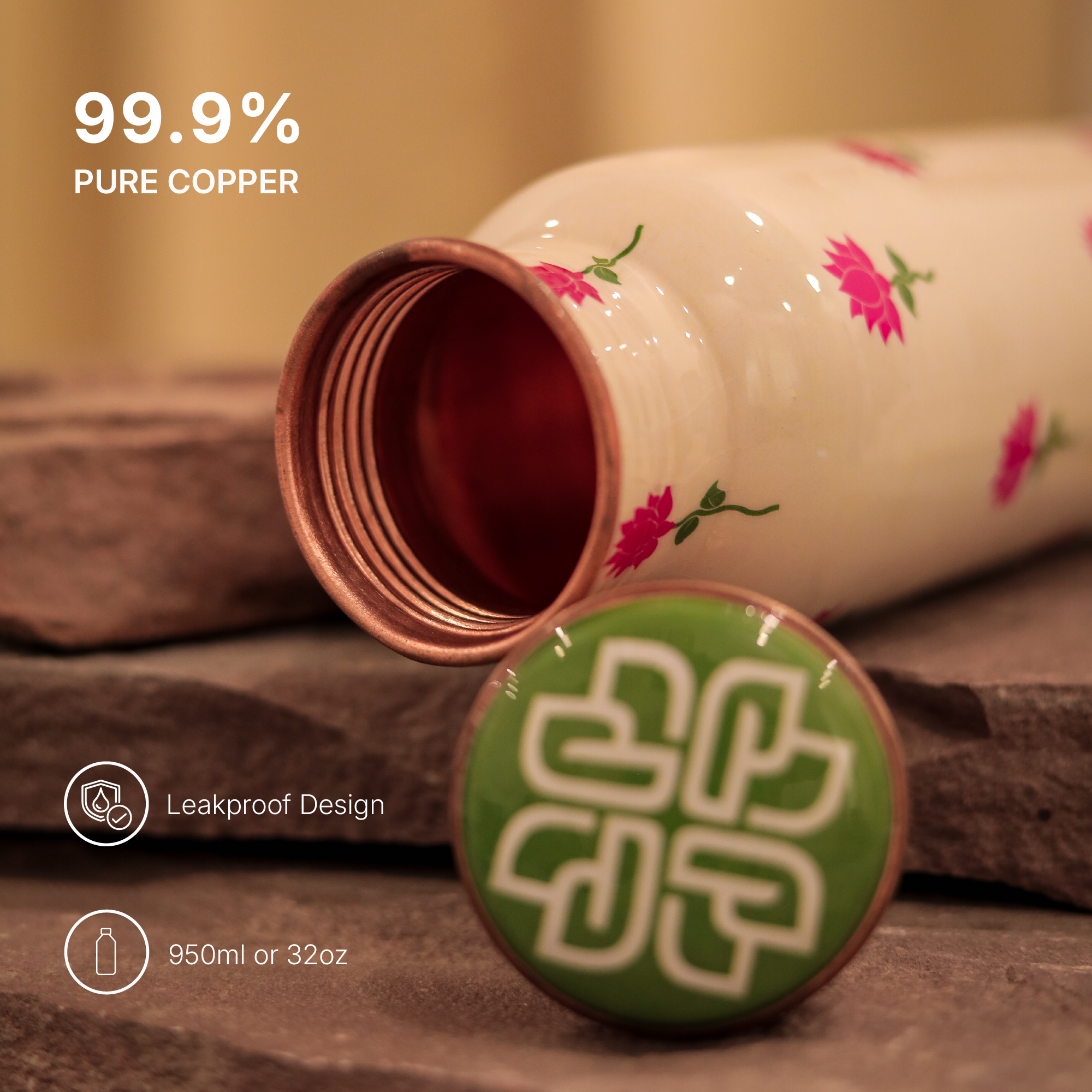 Ivory Lotus Copper Bottle