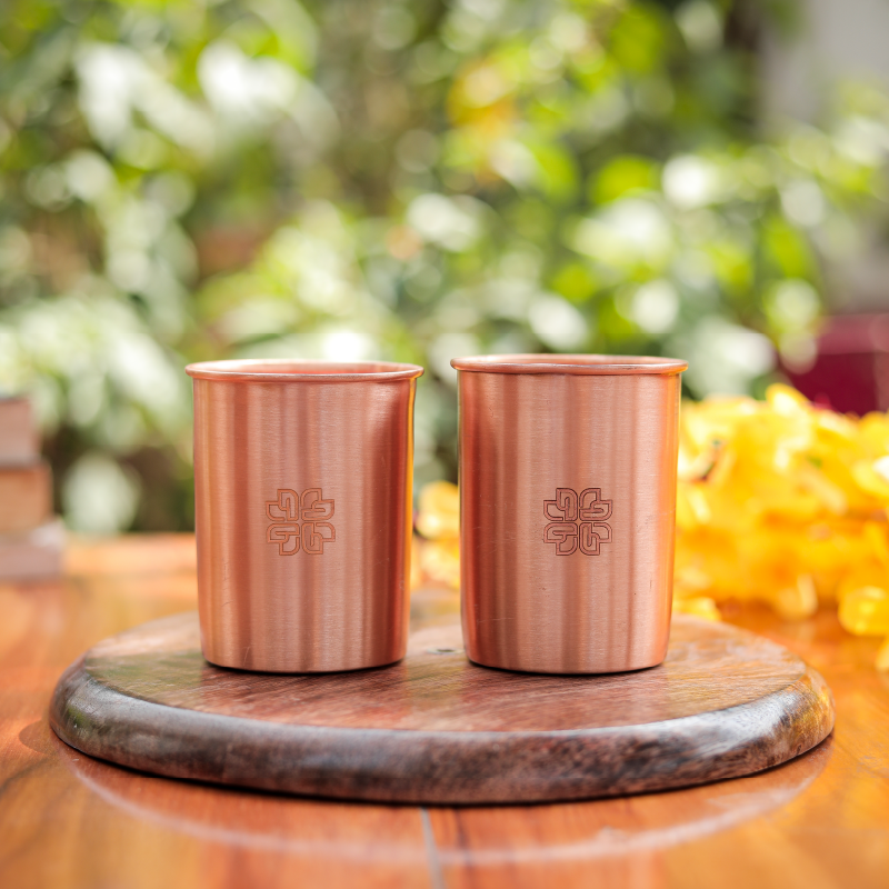 Plain Copper Bottle Set - 2 Pcs