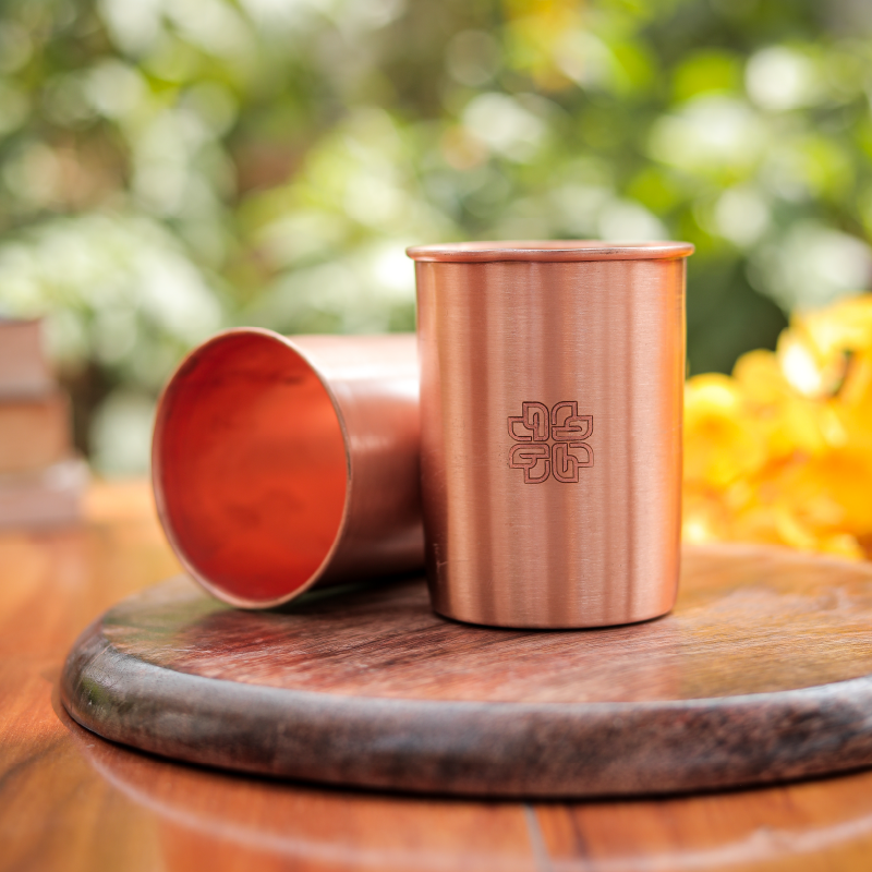 Plain Copper Bottle Set - 2 Pcs