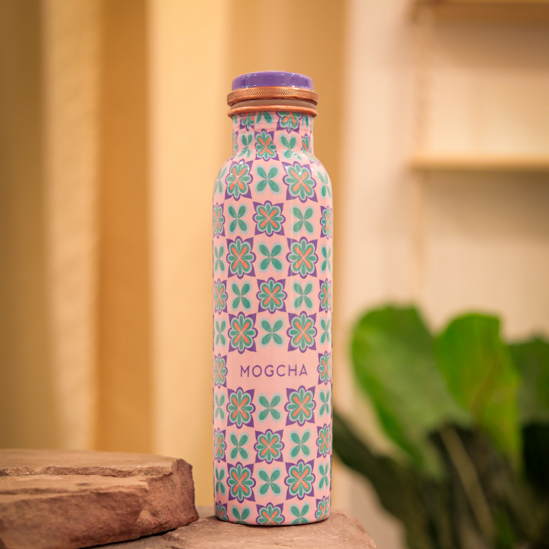 Zaha Floral Pink Copper Bottle