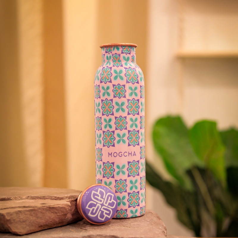 Zaha Floral Pink Copper Bottle