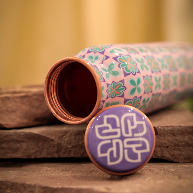 Zaha Floral Pink Copper Bottle